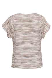 Current Boutique-Lafayette 148 - Beige & White Blend Cap Sleeve Top Sz 8