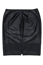 Current Boutique-Lafayette 148 - Dark Brown Leather Pencil Skirt Sz 8