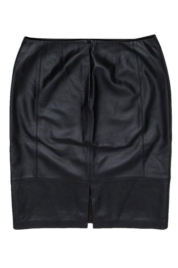 Current Boutique-Lafayette 148 - Dark Brown Leather Pencil Skirt Sz 8