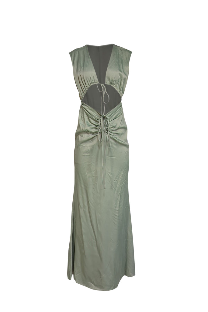 lapointe green dress Satin Shirred Fashion