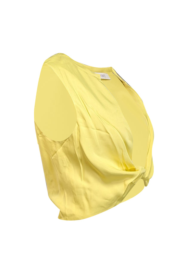 Current Boutique-Lapointe - Light Yellow Satin Twist-Front Cropped Top Sz 8