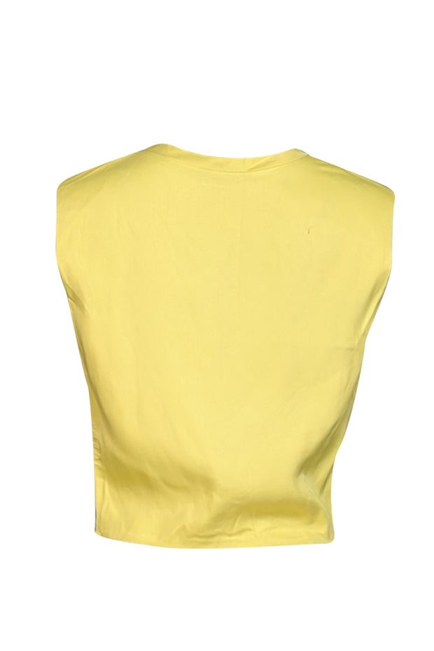 Current Boutique-Lapointe - Light Yellow Satin Twist-Front Cropped Top Sz 8