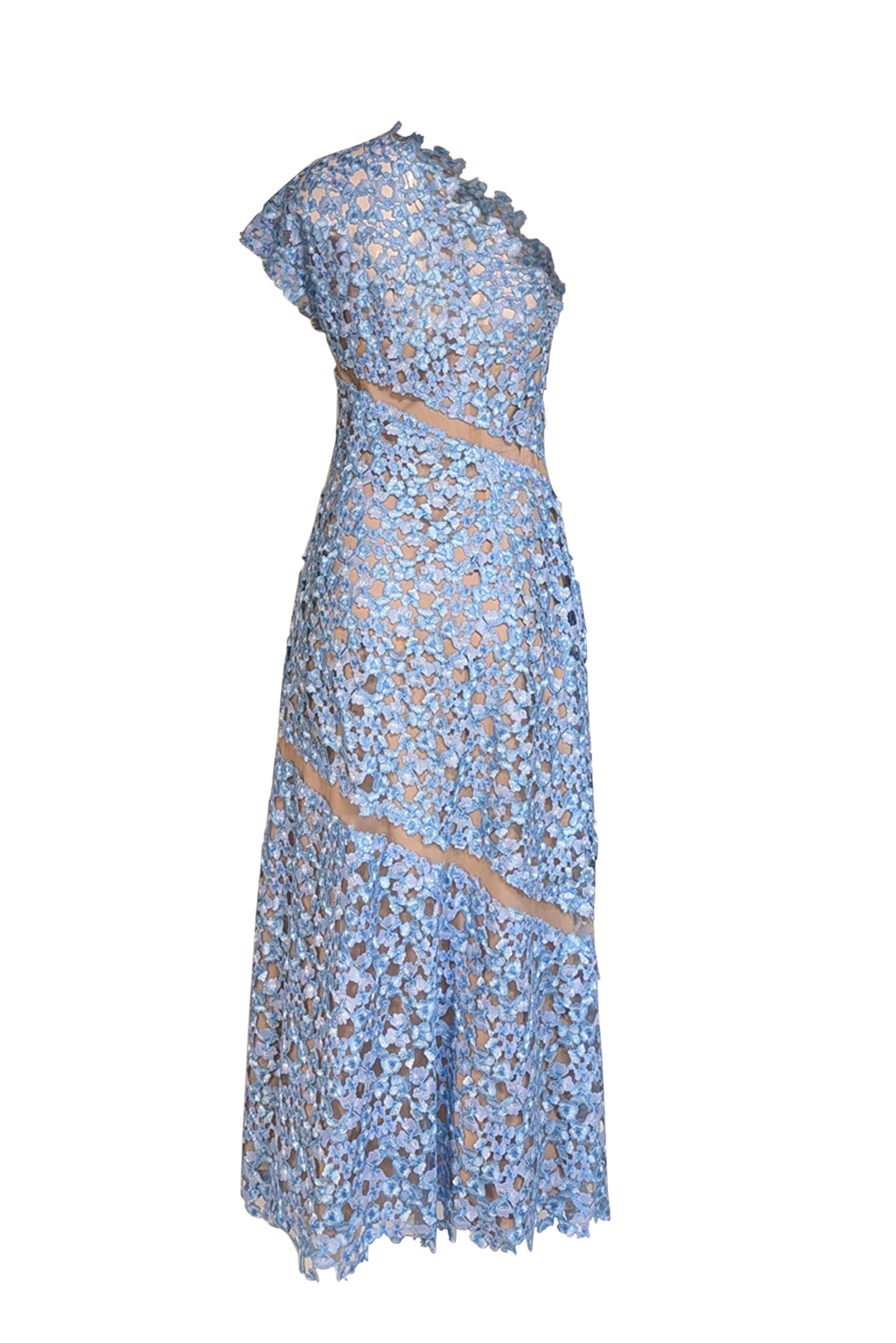 Lela Rose - Light Blue Floral One Shoulder Formal Dress Sz 8