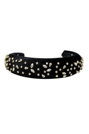 Current Boutique-Lele Sadoughi - Black Velvet Headband w/ Rhinestone Deatil
