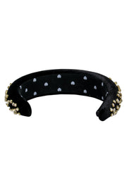 Current Boutique-Lele Sadoughi - Black Velvet Headband w/ Rhinestone Deatil
