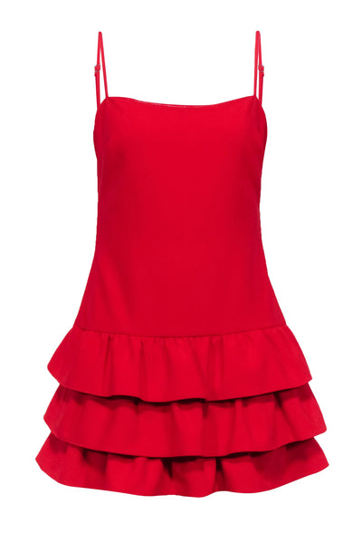Current Boutique-Likely - Red Sleeveless Ruffled Bottom Mini Dress Sz 8
