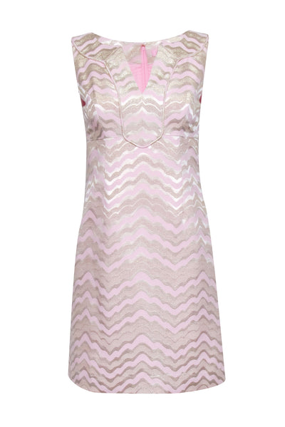 Current Boutique-Lilly Pulitzer - Blush Pink & Gold Metallic Print Sleeveless Dress Sz 2