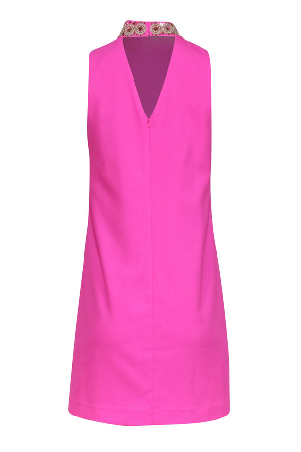 bright pink shift dress Long-Sleeved Magenta Shift Dress