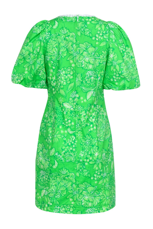 Lilly Pulitzer - Green Print w/ White Embroidered Eyelet Trim Dress Sz Lilly Pulitzer - Green Print w/ White Embroidered Eyelet Trim Dress Sz