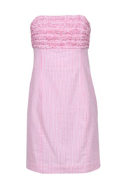 Current Boutique-Lilly Pulitzer - Pink & White Pinstriped Seersucker Mini Strapless Dress Sz 6