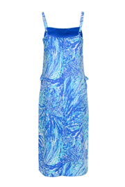 Current Boutique-Lilly Pulitzer - Blue, Turquoise, & White Abstract Floral Print Midi Dress Sz 6
