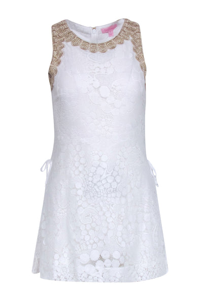 Lilly Pulitzer - White Lace Romper w/ Gold Trim Sz 0 Lilly Pulitzer - White Lace Romper w/ Gold Trim Sz 0
