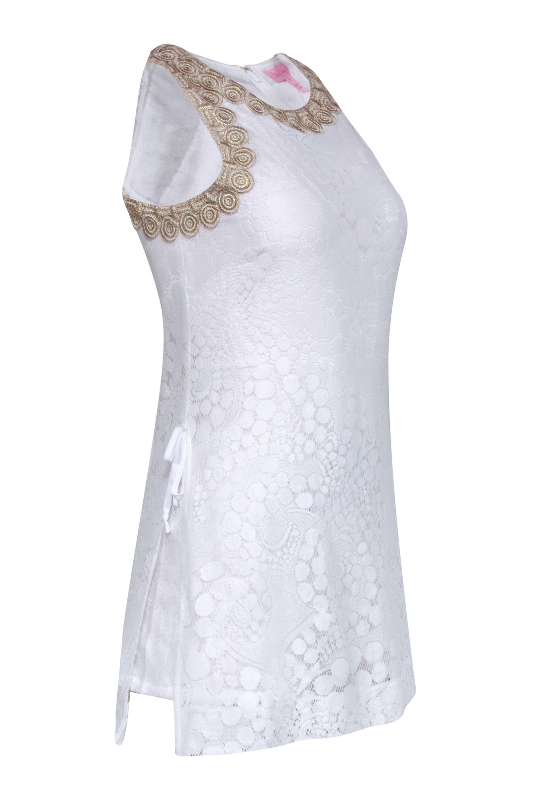 Lilly Pulitzer - White Lace Romper w/ Gold Trim Sz 0 Lilly Pulitzer - White Lace Romper w/ Gold Trim Sz 0