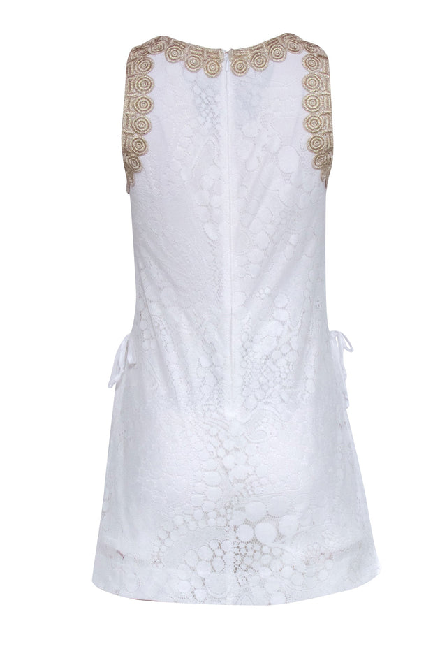 Lilly Pulitzer - White Lace Romper w/ Gold Trim Sz 0 Lilly Pulitzer - White Lace Romper w/ Gold Trim Sz 0