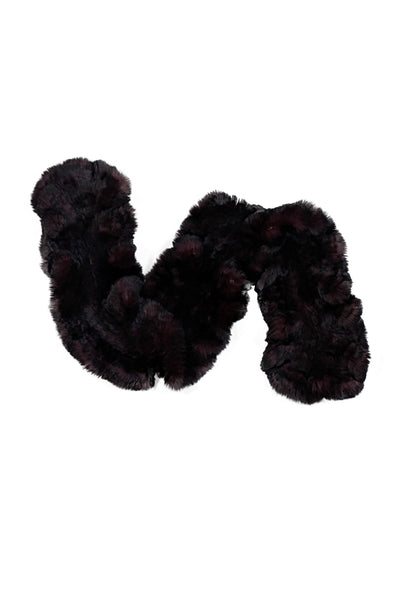Current Boutique-Linda Richards - Maroon & Black Rabbit Fur Scarf