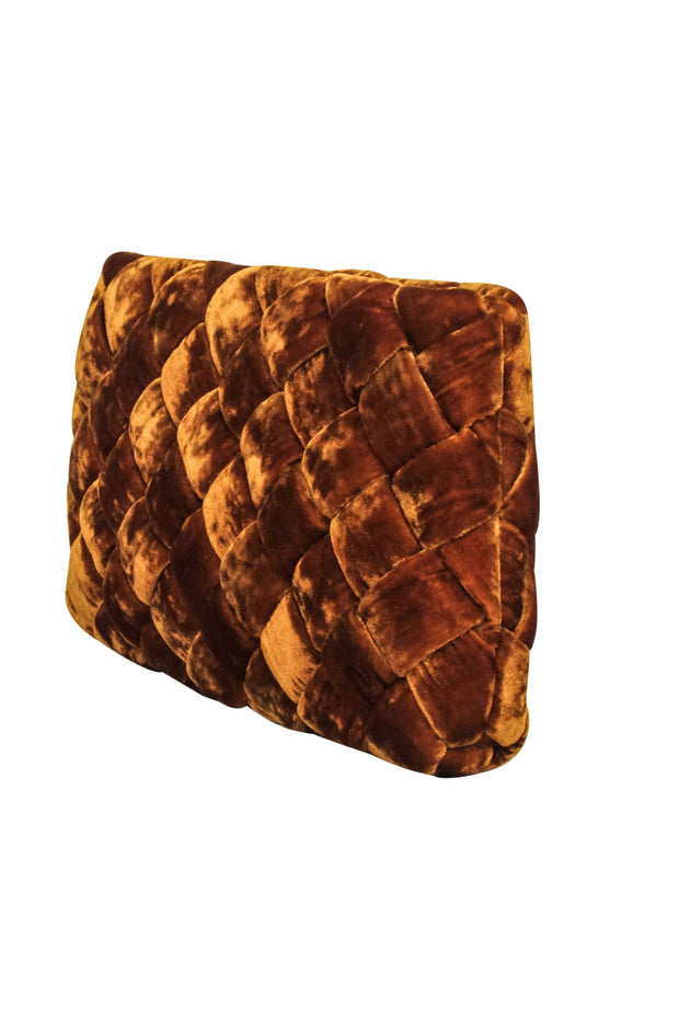 Current Boutique-Loeffler Randall - Tan Copper Velvet Woven "Aviva" Clutch