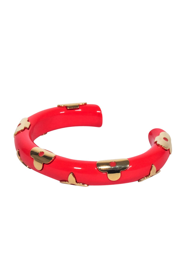 Current Boutique-Louis Vuitton - Dark Coral Orange & Gold "Daily" Bracelet