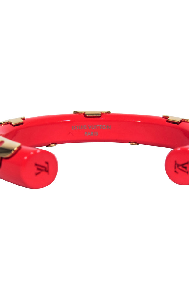 Current Boutique-Louis Vuitton - Dark Coral Orange & Gold "Daily" Bracelet