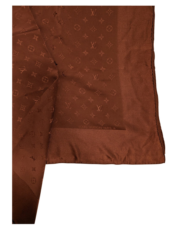Louis Vuitton - Brown Monogram Silk Scarf - Current Boutique