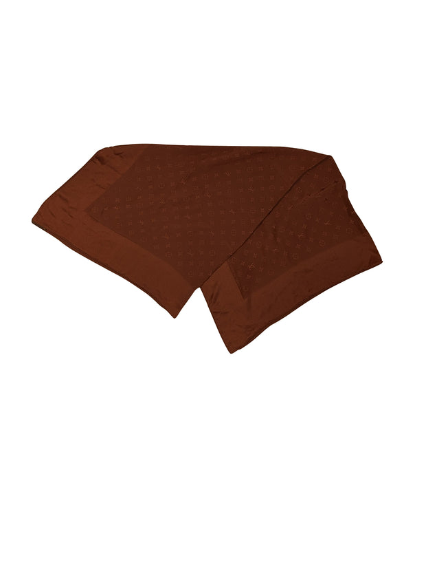 Louis Vuitton - Brown Monogram Silk Scarf - Current Boutique