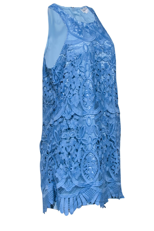 Lovers + Friends - Light Blue Eyelet Lace Sleeveless Dress Sz L Lovers + Friends - Light Blue Eyelet Lace Sleeveless Dress Sz L