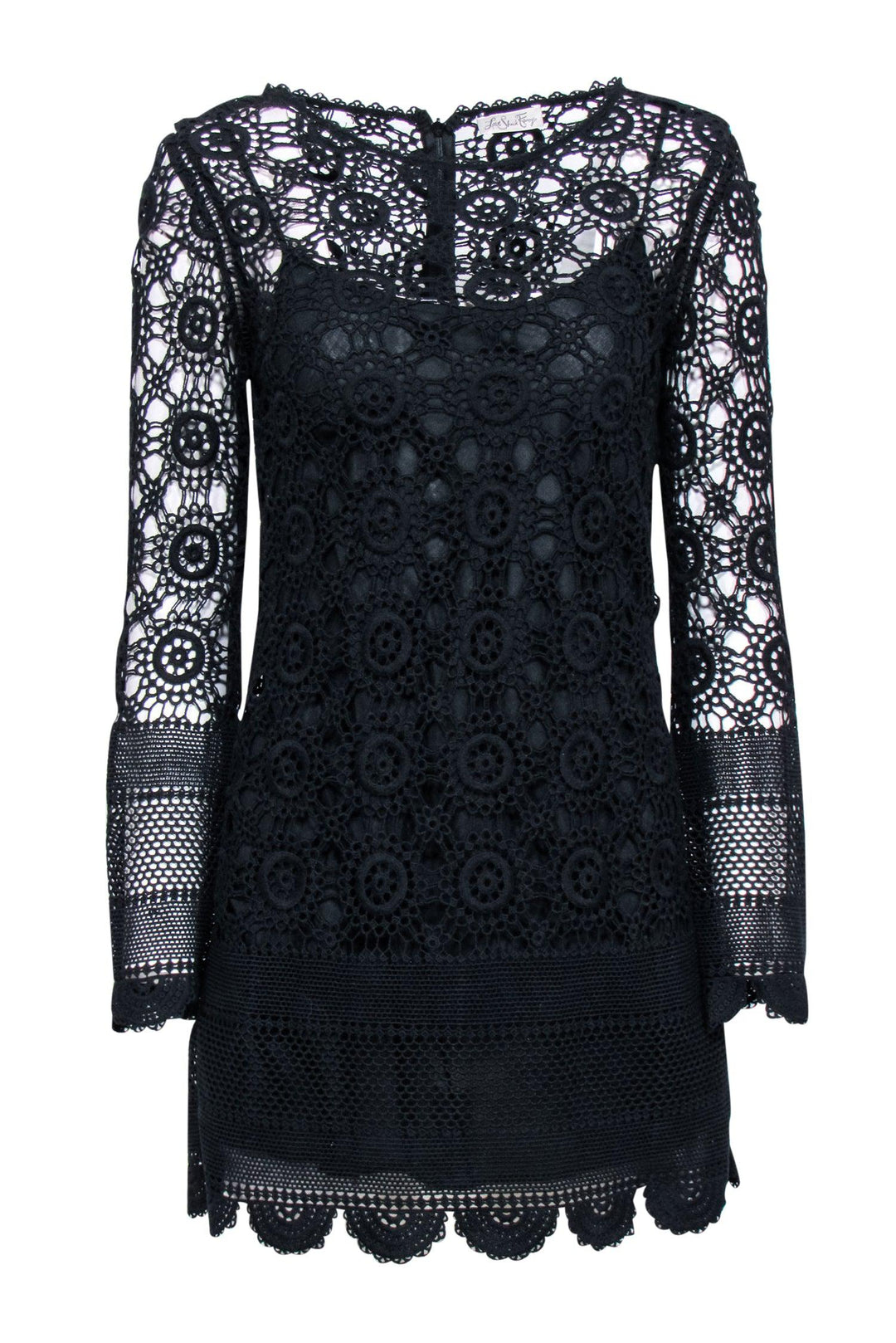 LoveShackFancy - Black Crochet Knit Lace Mini Dress Sz S LoveShackFancy - Black Crochet Knit Lace Mini Dress Sz S