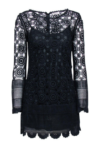 LoveShackFancy - Black Crochet Knit Lace Mini Dress Sz S LoveShackFancy - Black Crochet Knit Lace Mini Dress Sz S