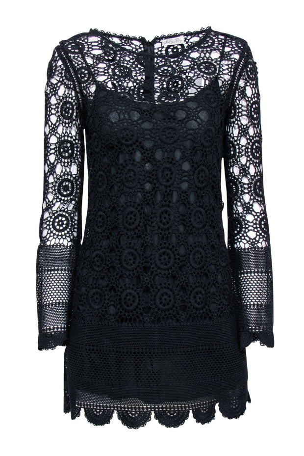 LoveShackFancy - Black Crochet Knit Lace Mini Dress Sz S LoveShackFancy - Black Crochet Knit Lace Mini Dress Sz S
