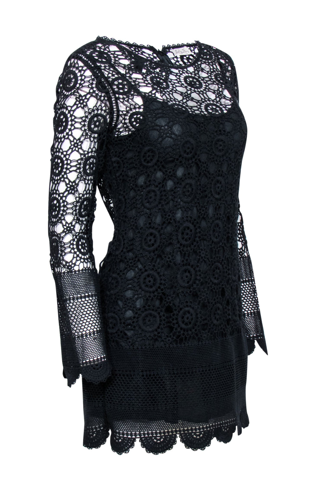 LoveShackFancy - Black Crochet Knit Lace Mini Dress Sz S