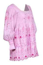 Current Boutique-LoveShackFancy - Pink Embroidered Eyelet Mini Dress Sz 0