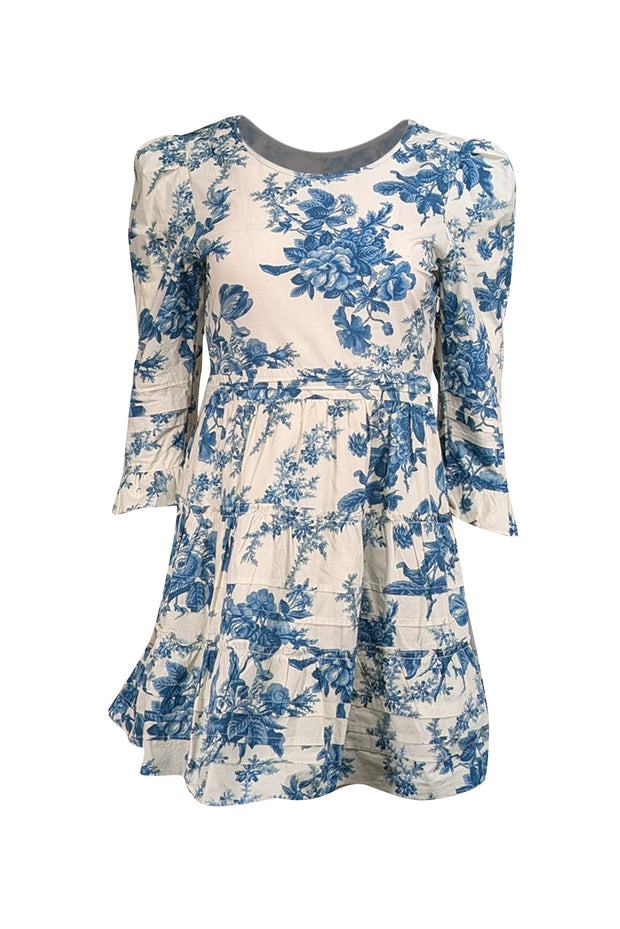 LoveShackFancy - Ivory & Blue Floral Cotton Dress Sz 2 LoveShackFancy - Ivory & Blue Floral Cotton Dress Sz 2