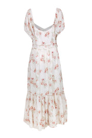 Current Boutique-LoveShackFancy - Ivory Pink & Maroon Floral Print Maxi Dress Sz 8