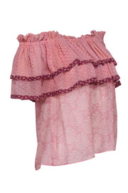 Current Boutique-LoveShackFancy - Pink Print Off The Shoulder Top Sz S