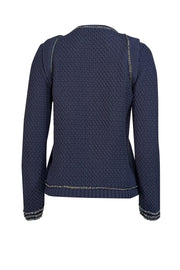 Current Boutique-Maje - Navy Cotton & Wool Blend Cardigan w/ Chain Trim Sz M