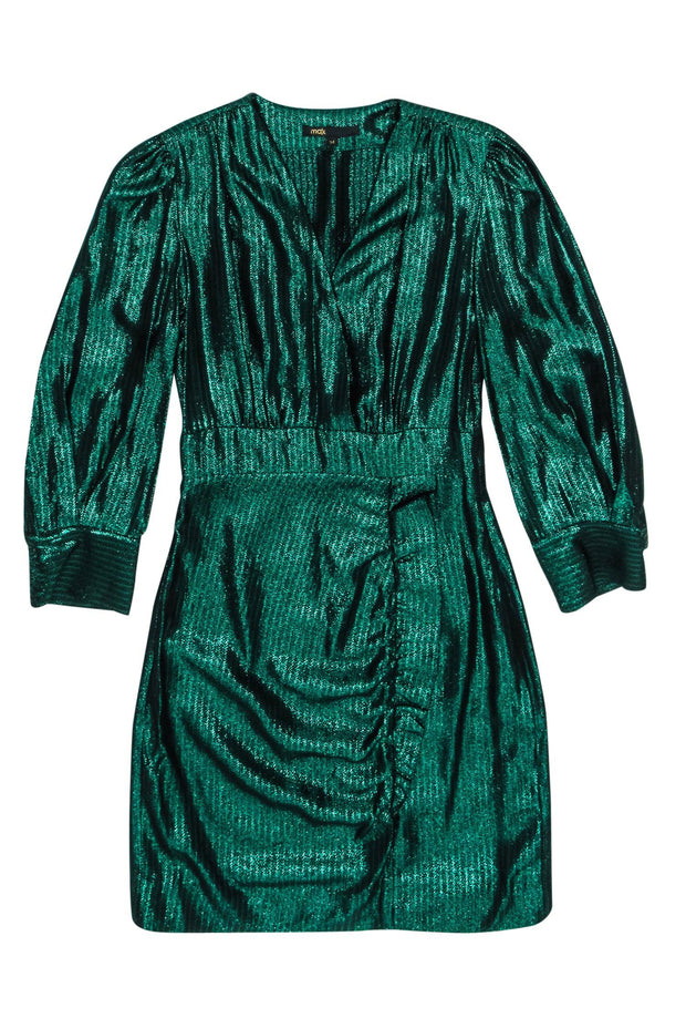 Maje - Green Metallic Long Sleeve Dress Sz 2 Maje - Green Metallic Long Sleeve Dress Sz 2