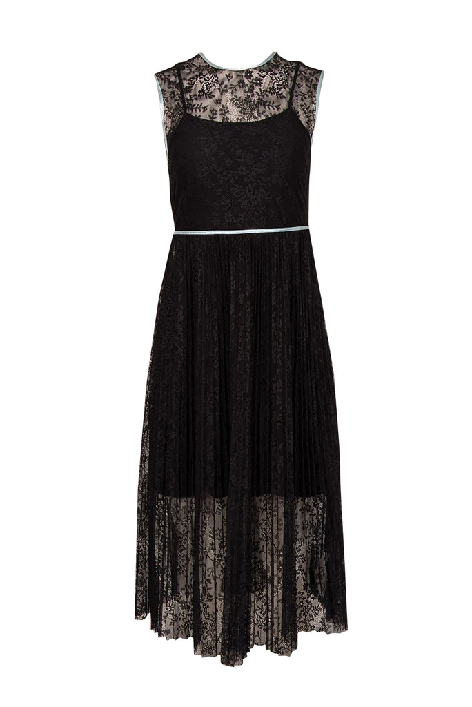 maje black pleated dress Pleated knit midi dress Black / Gray For Women
