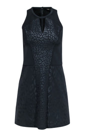 Current Boutique-Maje - Black Leopard Print Scuba Knit Dress w/ Keyhole Neckline Sz 4