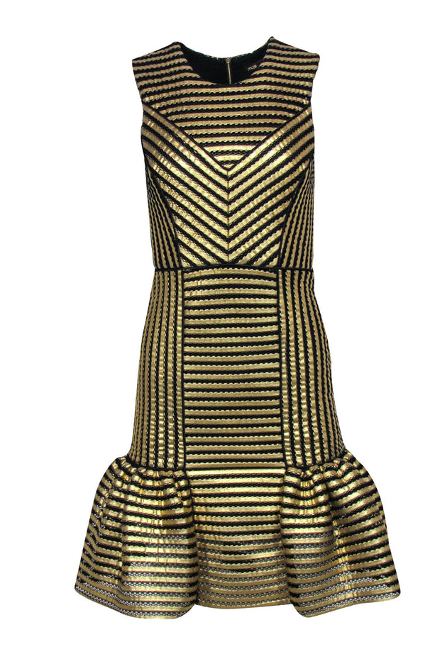 Maje - Gold & Black Stripe Sleeveless Dress Sz 4 Maje - Gold & Black Stripe Sleeveless Dress Sz 4