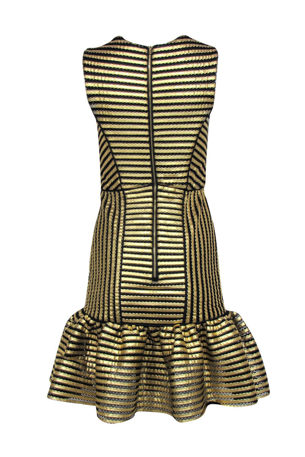 Maje - Gold & Black Stripe Sleeveless Dress Sz 4 Maje - Gold & Black Stripe Sleeveless Dress Sz 4