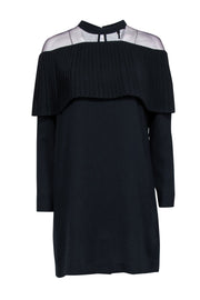 Current Boutique-Maje - Navy Mesh Upper Pleated Flounce Dress Sz 8