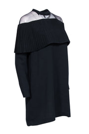 Current Boutique-Maje - Navy Mesh Upper Pleated Flounce Dress Sz 8