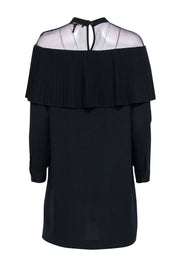 Current Boutique-Maje - Navy Mesh Upper Pleated Flounce Dress Sz 8