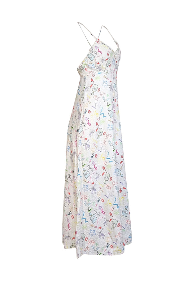Current Boutique-Maje - Ivory Multi Color Print Jacquard Sleeveless Maxi Dress Sz 4