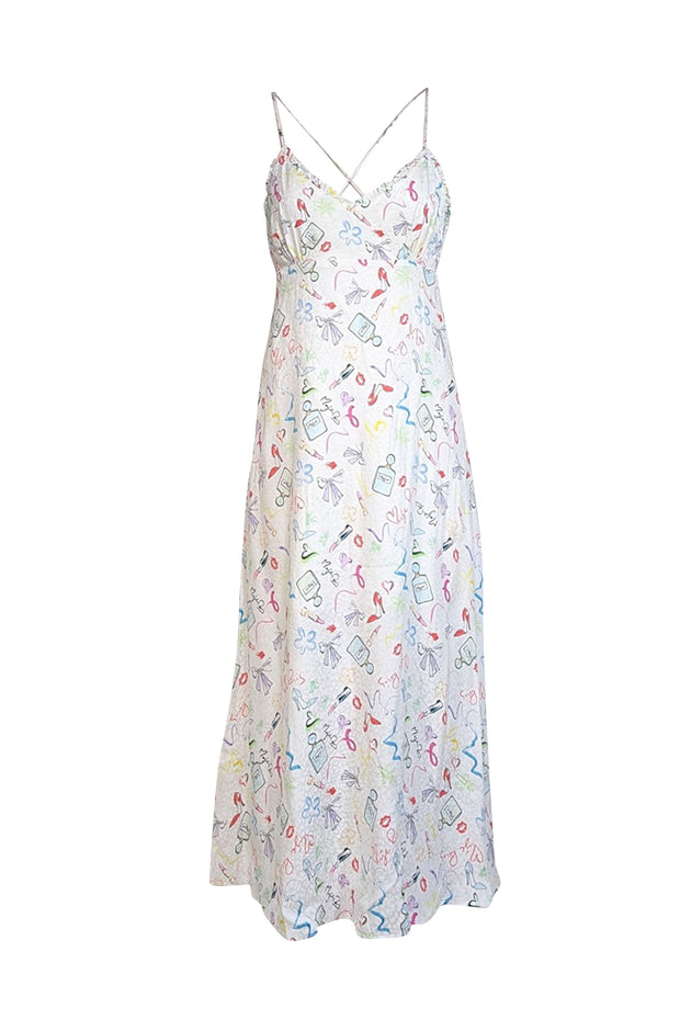 Current Boutique-Maje - Ivory Multi Color Print Jacquard Sleeveless Maxi Dress Sz 4