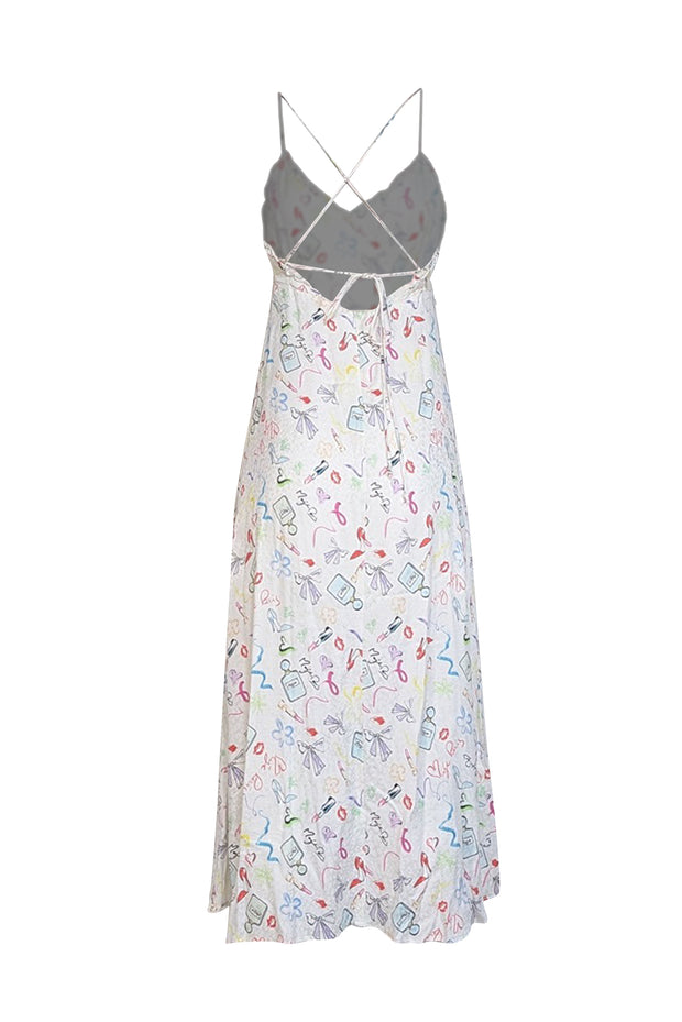 Current Boutique-Maje - Ivory Multi Color Print Jacquard Sleeveless Maxi Dress Sz 4