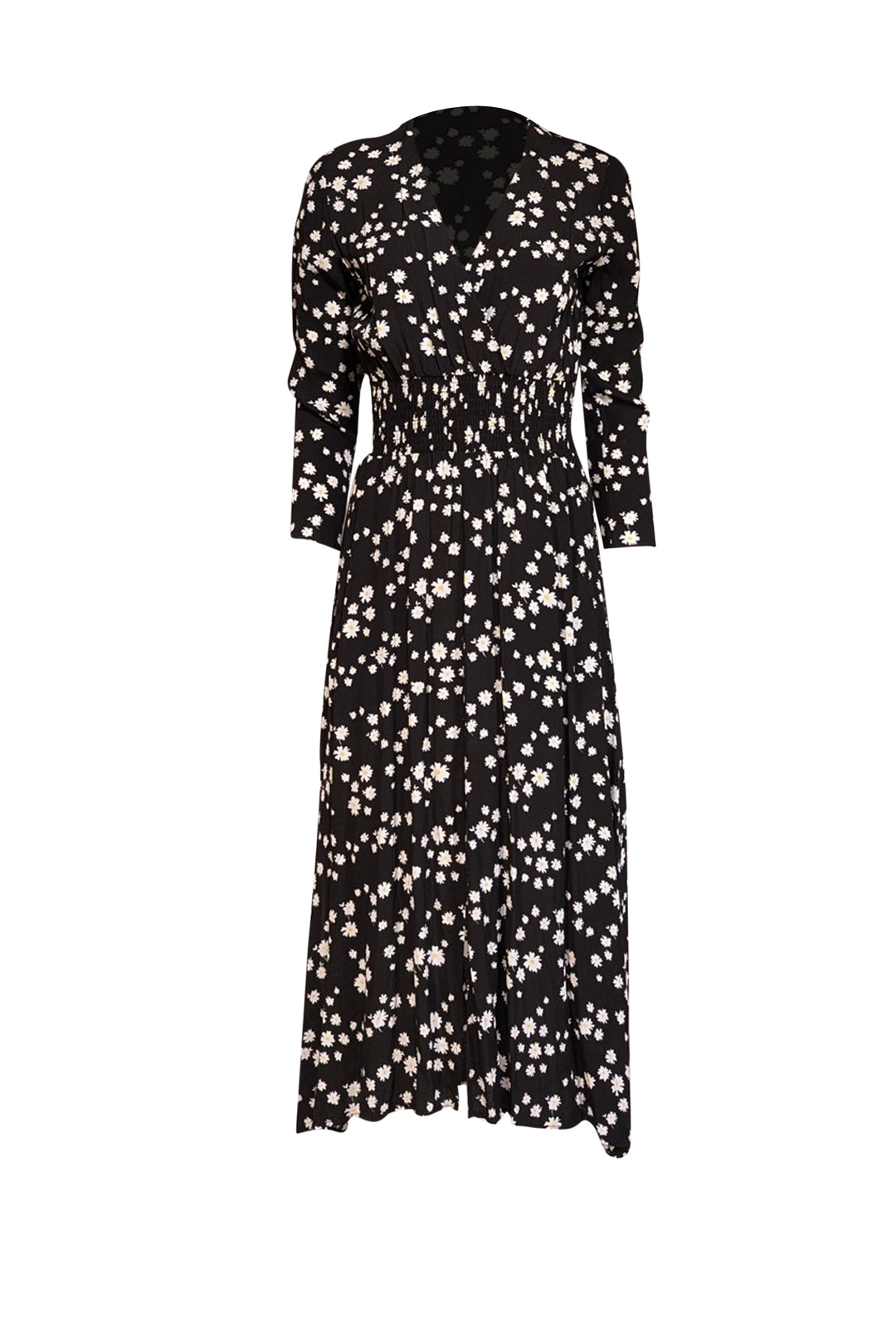 Maje - Black Daisy Print Midi Dress Sz 6 Maje - Black Daisy Print Midi Dress Sz 6