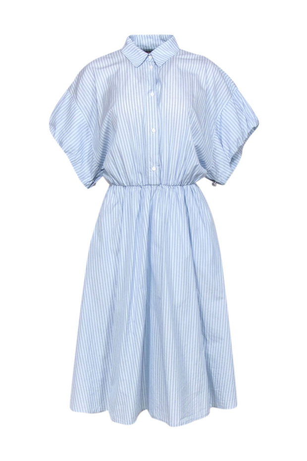 Maje - Light Blue Striped Short Sleeve Shirt Dress Sz 6 Maje - Light Blue Striped Short Sleeve Shirt Dress Sz 6