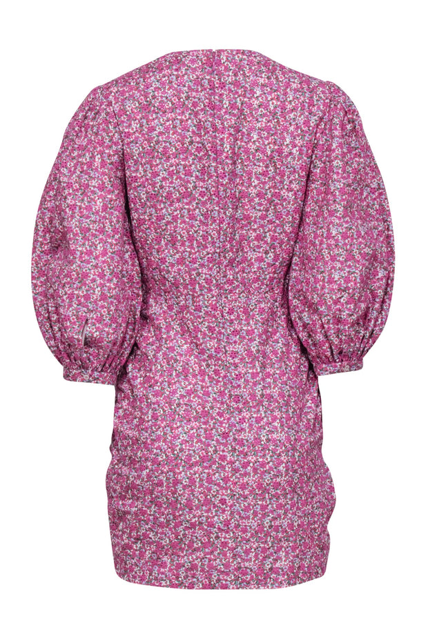 maje pink floral dress Maje puff-sleeves Floral Dress | Pink