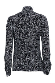 Current Boutique-Maje - Black & White Spotted Print Necktie Button Front Blouse Sz L