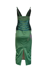 Mandalay - Green Sleeveless Midi Dress w/ Purple & Gold Sequin Embroidered Detail Sz 8 - Current Boutique